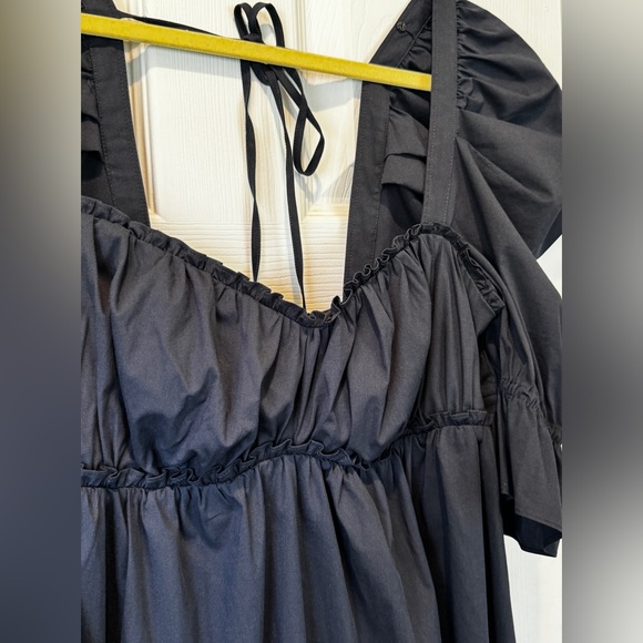 cinq a sept Navy Puff-Sleeve Smocked Mini Dress - Picture 6 of 12